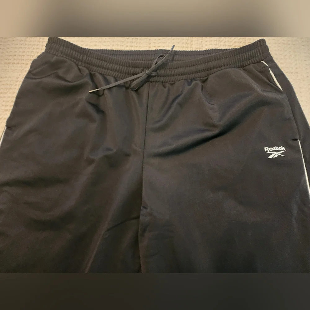 Reebok Men's Black Speedwick Trainers Pants Elastic Waist Drawstring 1XL New